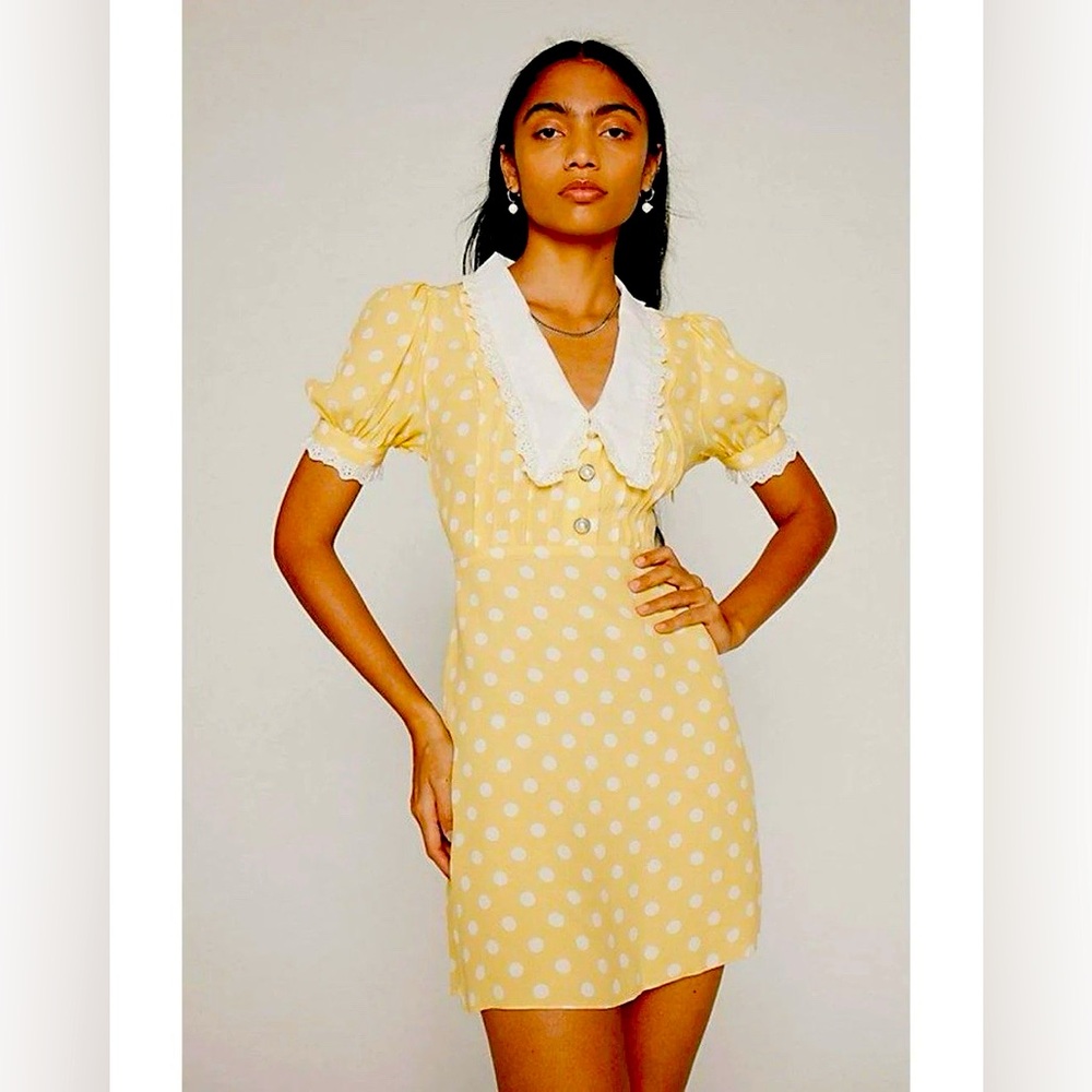 Kimchi Blue Yellow Polka Dot Dress - Size M